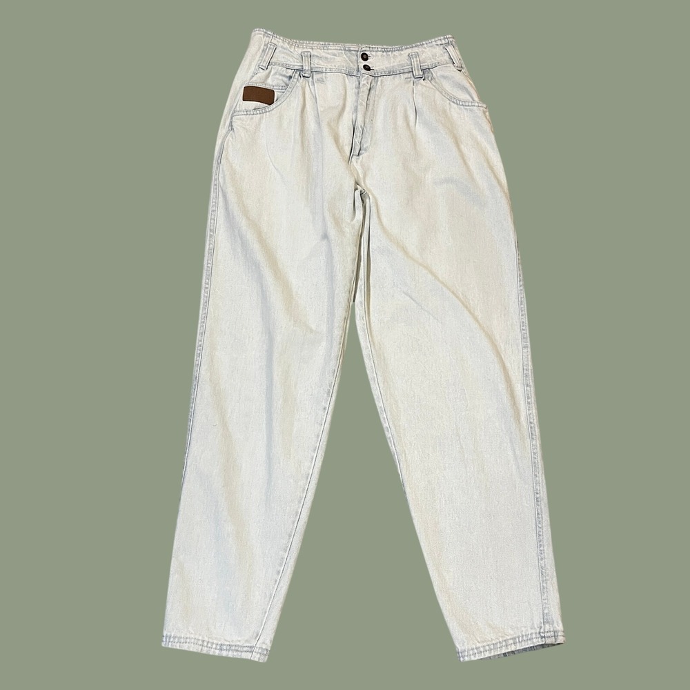 Bugle Boy Classics Vintage 90s High Waist Acid Wash Pleated Tapered Mom Jeans 16